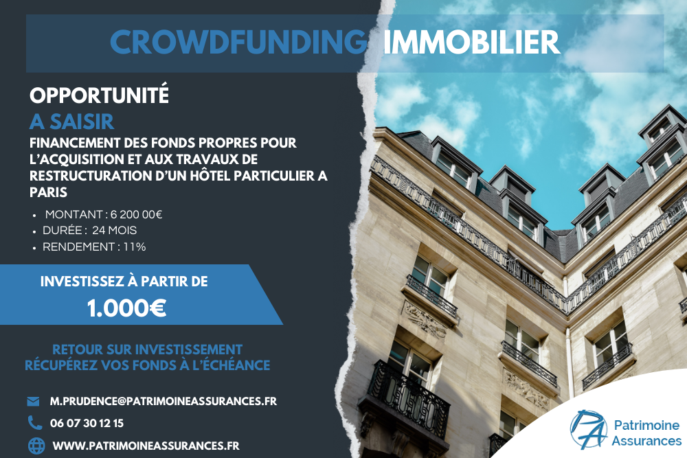 Acquisition et travaux de restructuration d’un hôtel particulier6 200 000 €  |  24 mois  | 11 %