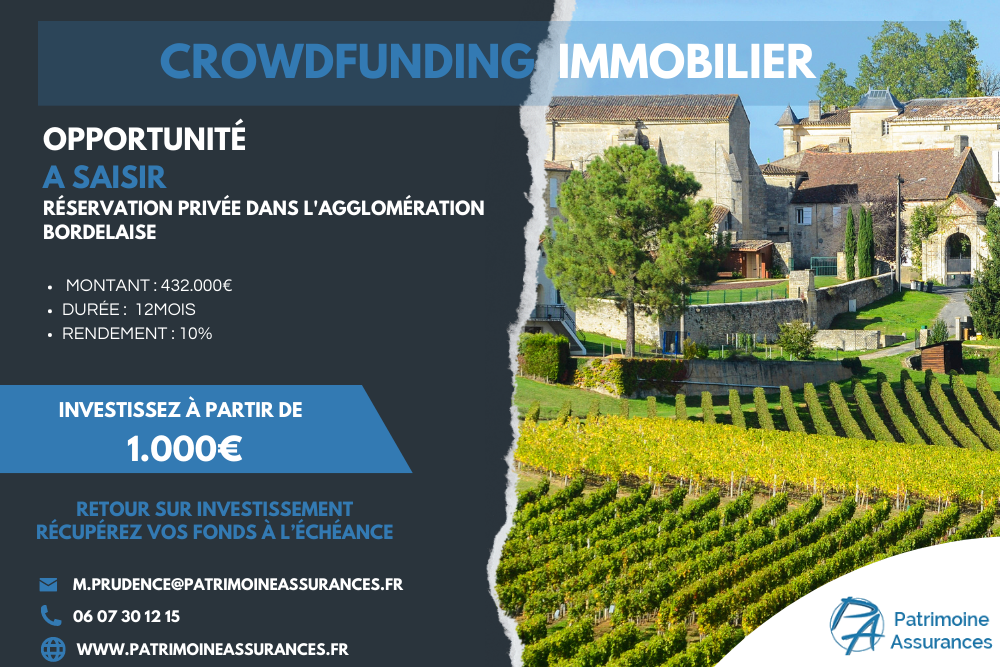 Réservation privée dans l’agglomération Bordelaise432 000 € | 12 mois | 10 %